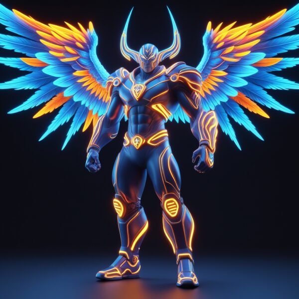 Neon Guardian of the Abyss